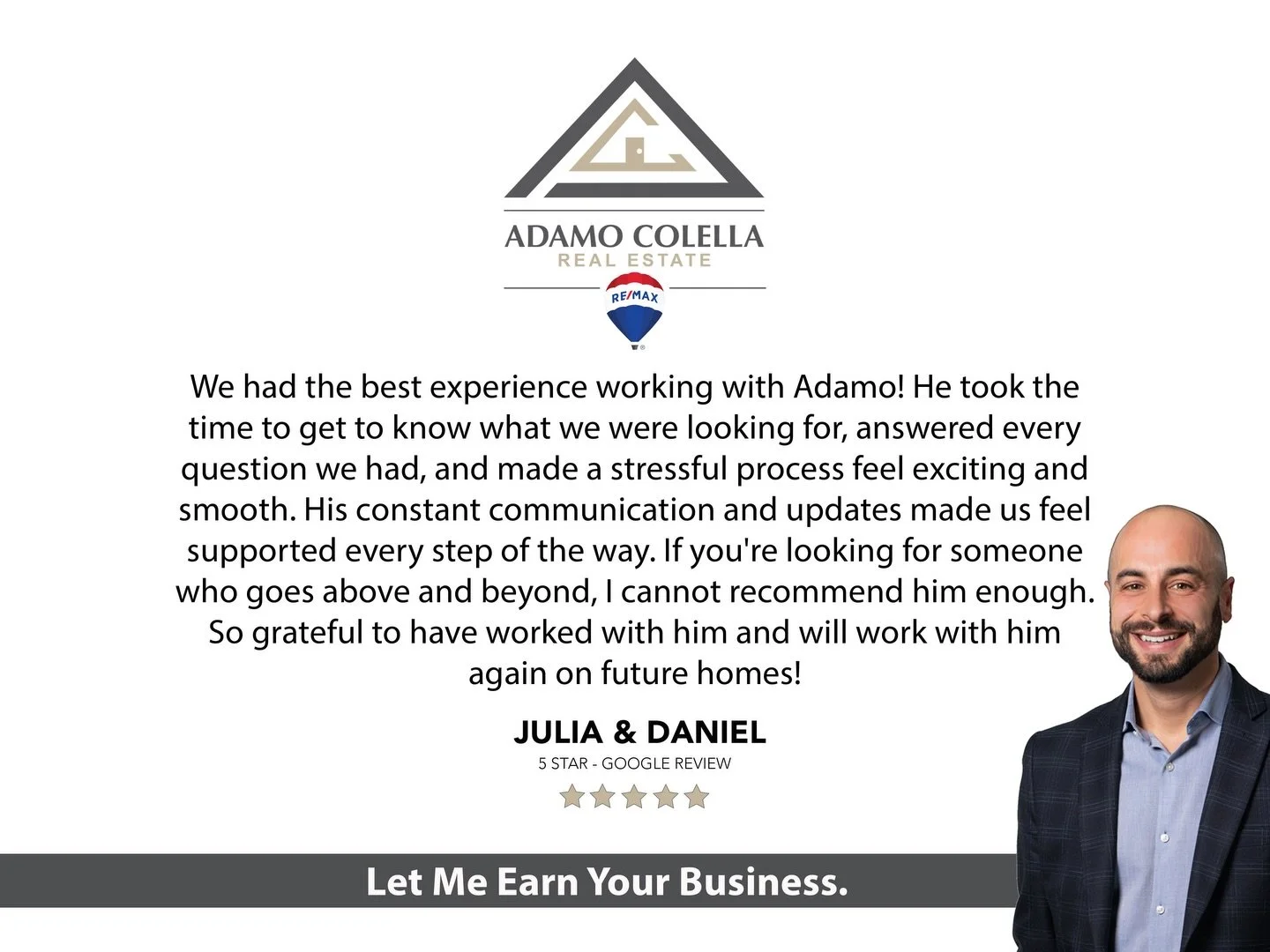 🔑 Happy Closing Day!

⭐️ ⭐️ ⭐️ ⭐️ ⭐️ 

Thank you for your testimonial &amp; sharing your experience with me - wishing you both all the best!