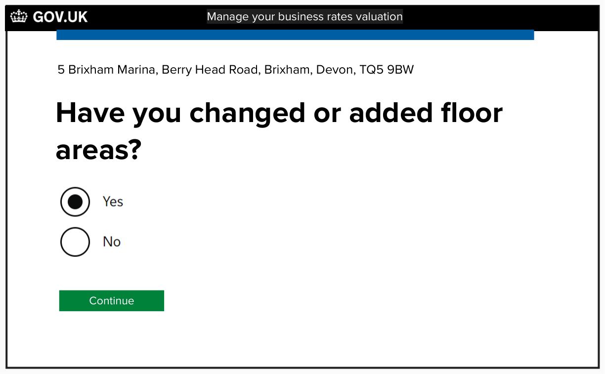 Screen that asks the user if they changed or added floor areas