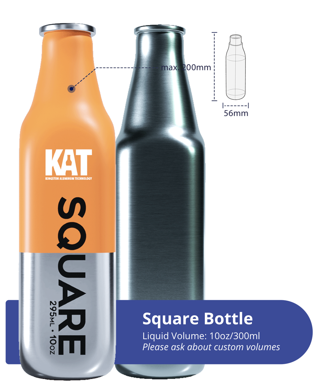 Kingston Aluminum Technology Custom Square Bottles