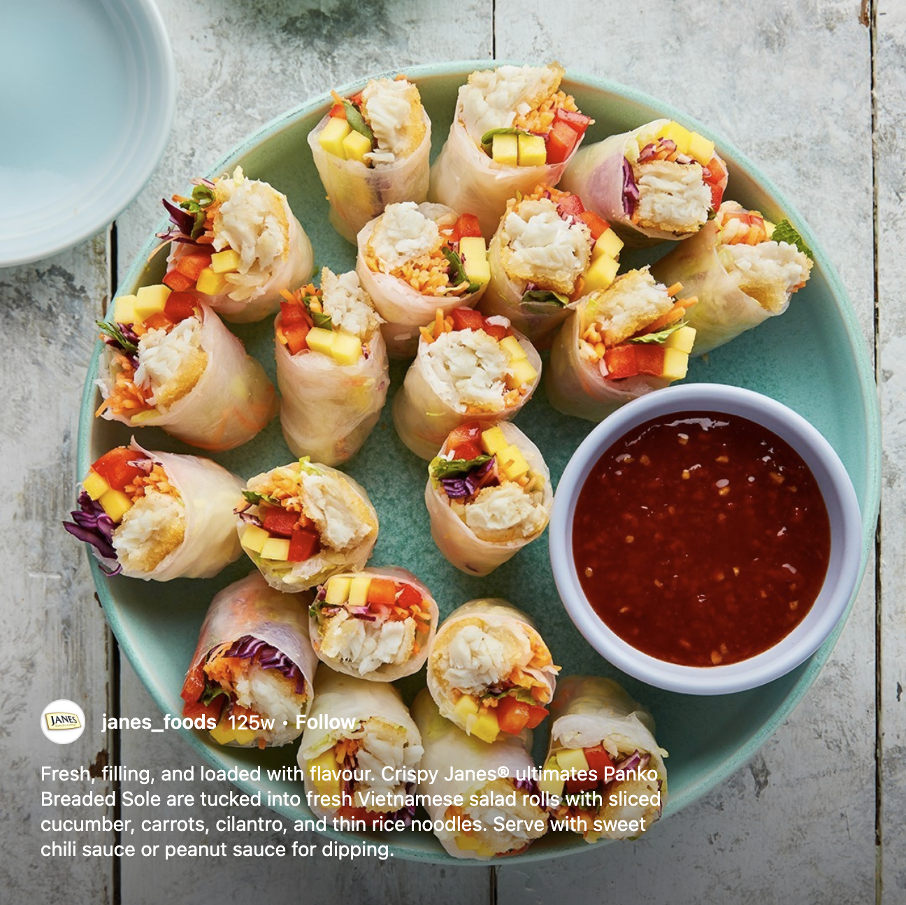 Vietnamese salad rolls with Janes Ultimates Panko Breaded Sole