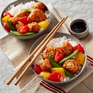 Easier than take-out. Sweet and sour crispy chicken with Janes all white meat breaded boneless chicken bites.