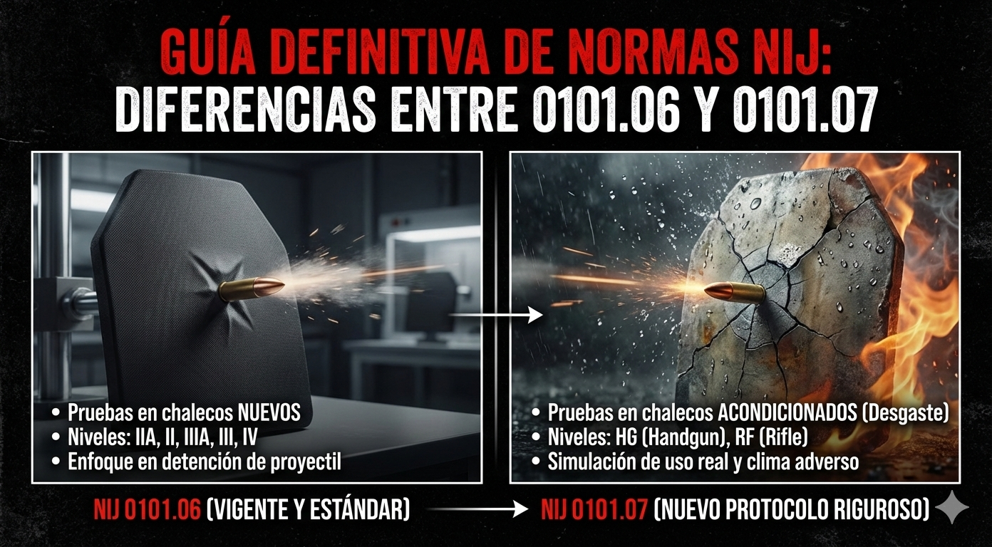 Guía Definitiva de Normas NIJ: Diferencias entre 0101.06 y 0101.07