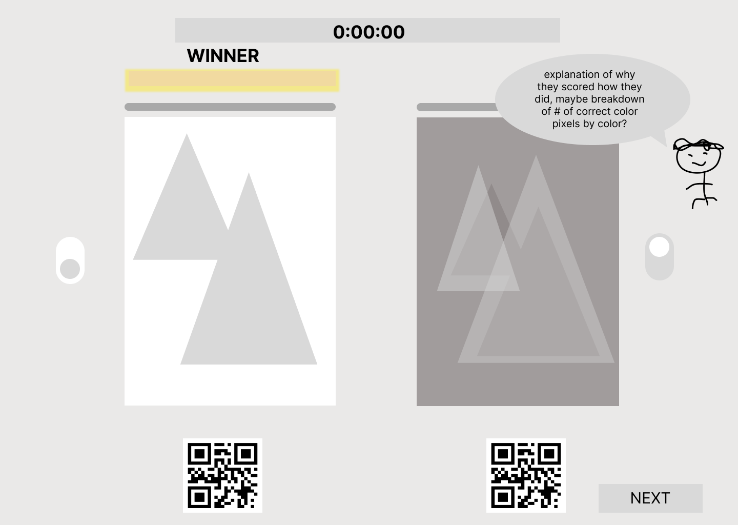 We explored different ways to communicate scoring on the winner screen and this gives users the ability to toggle an overlay of the original painting