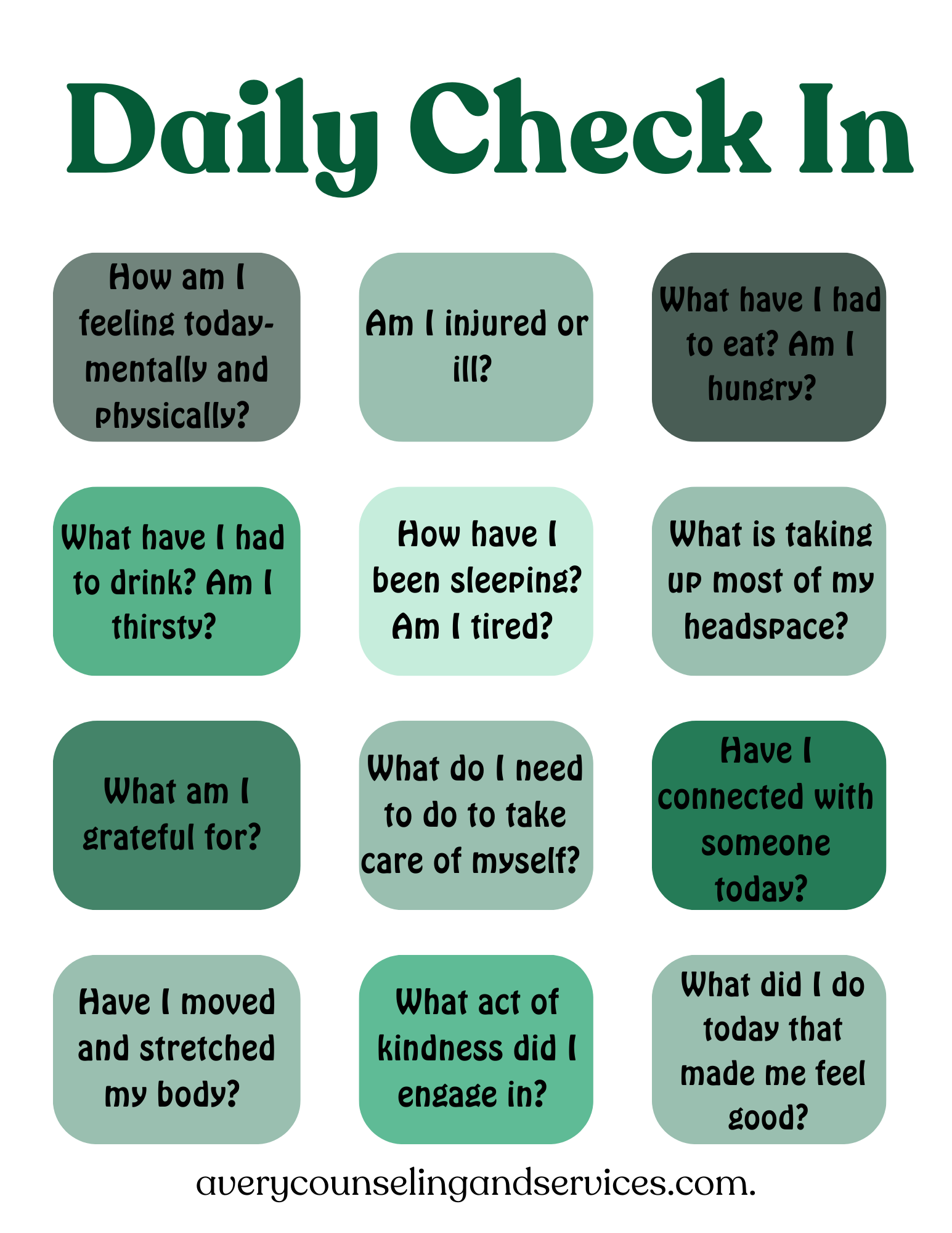 Daily Check In — Avery Counseling & Services, LLC