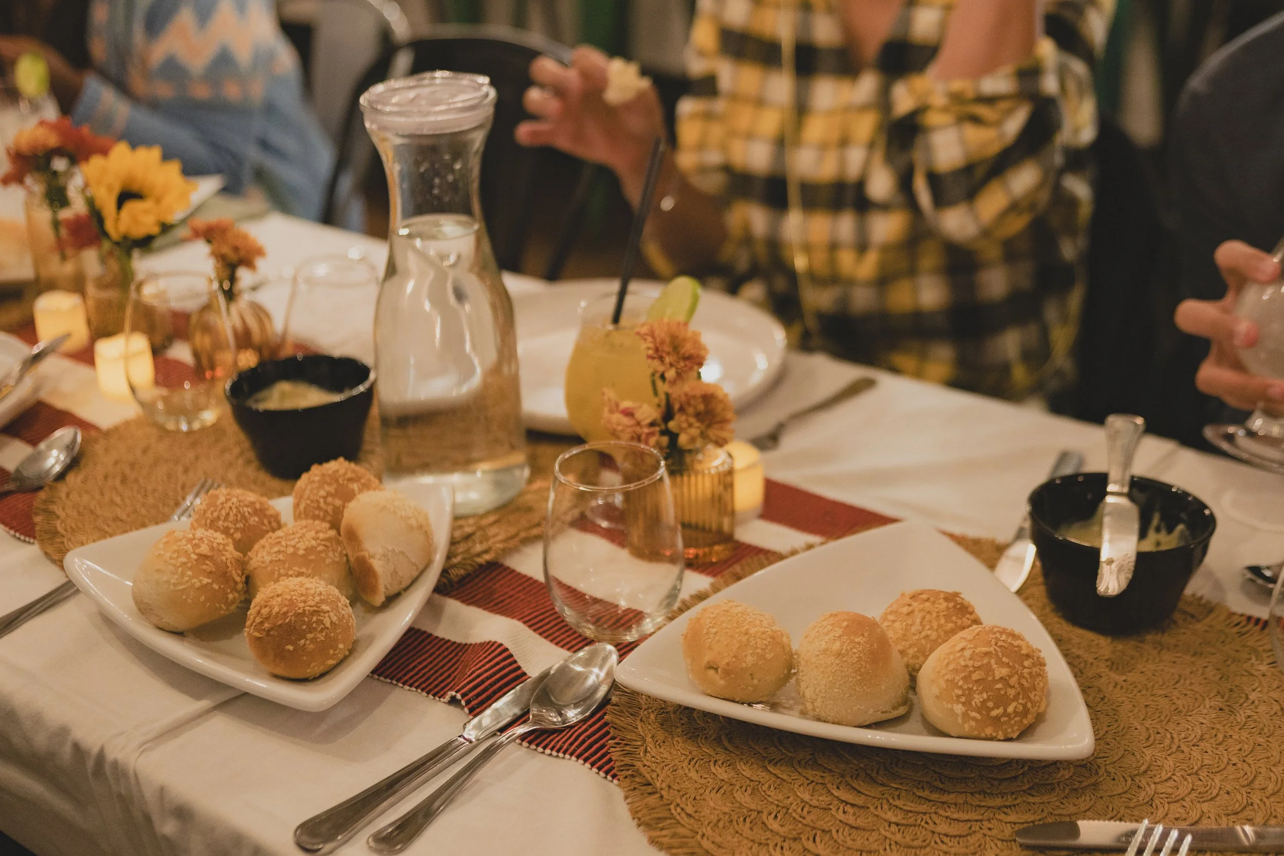 Pandesal being served at a communal dinner