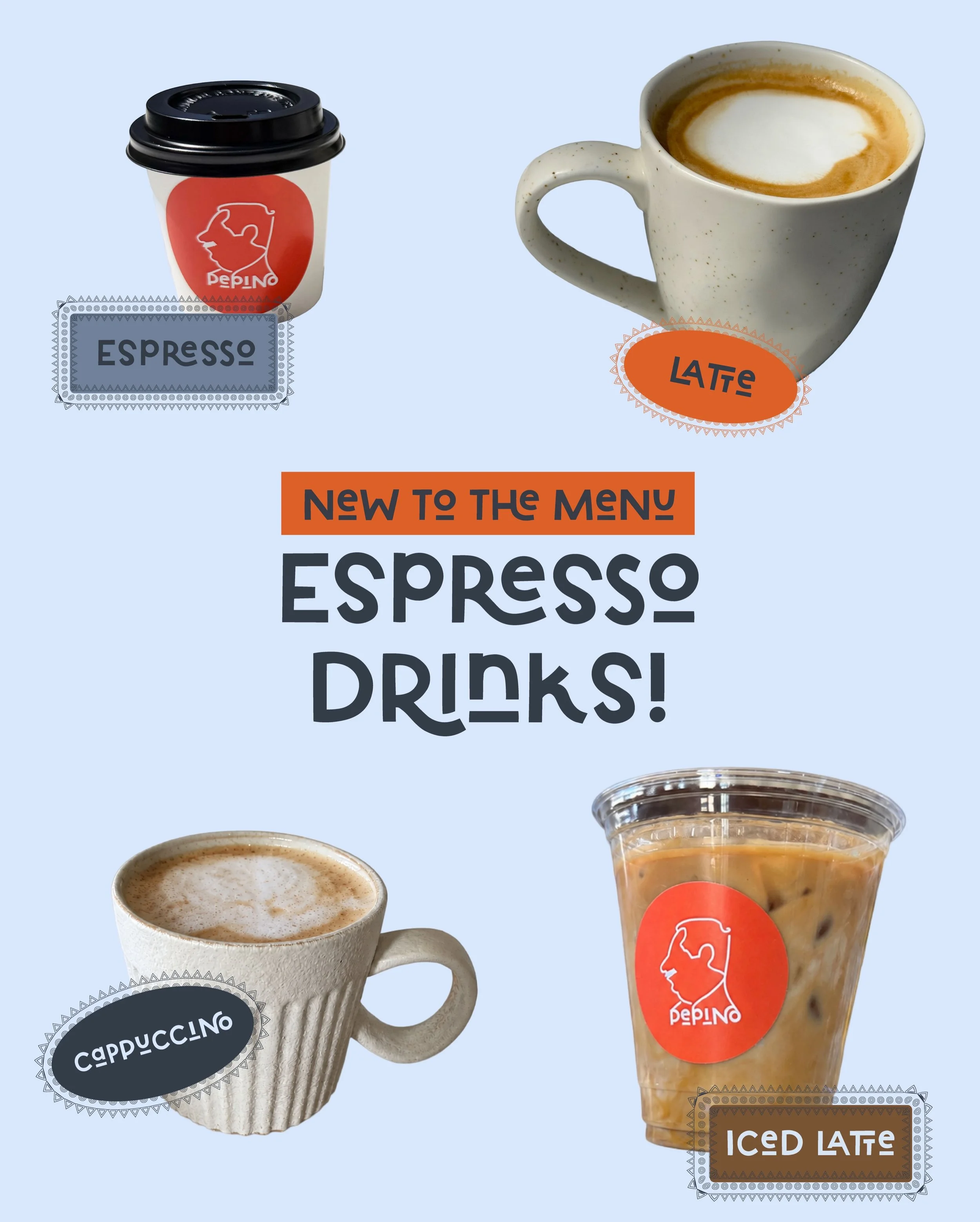 You asked, we listened! Espresso drinks now available at Pepino. We can&rsquo;t wait to make your morning ☀️☕️