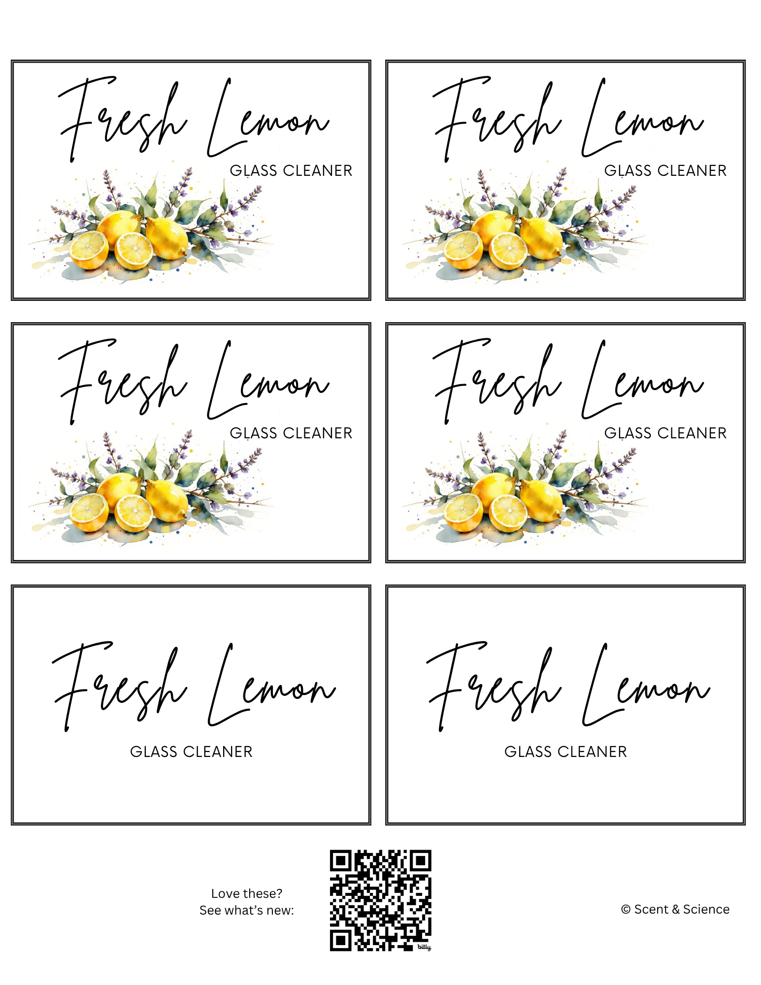 Spring Collection: Glass Cleaner Label (ONLY) - Fresh Lemon