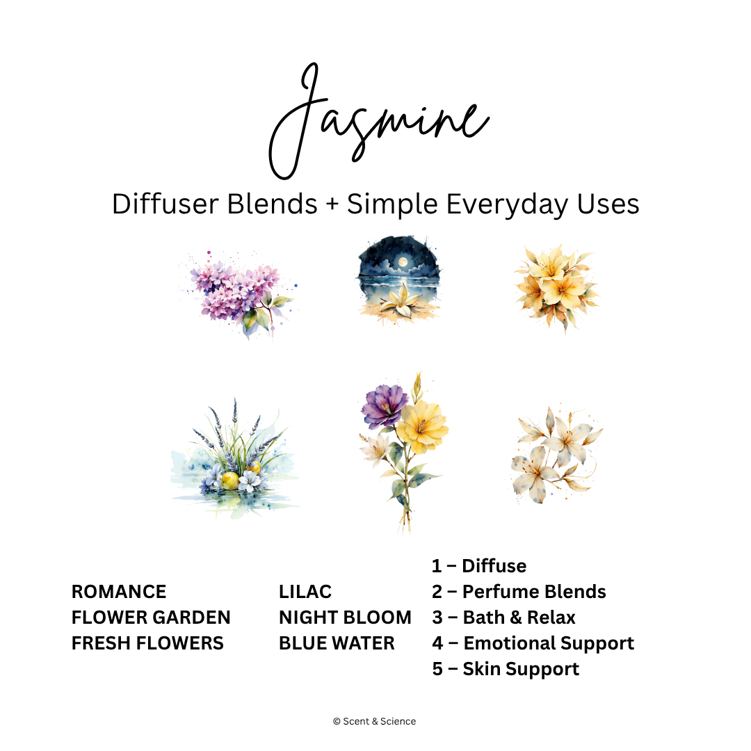Essential Scent Diffuser Postcard Featuring Jasmine