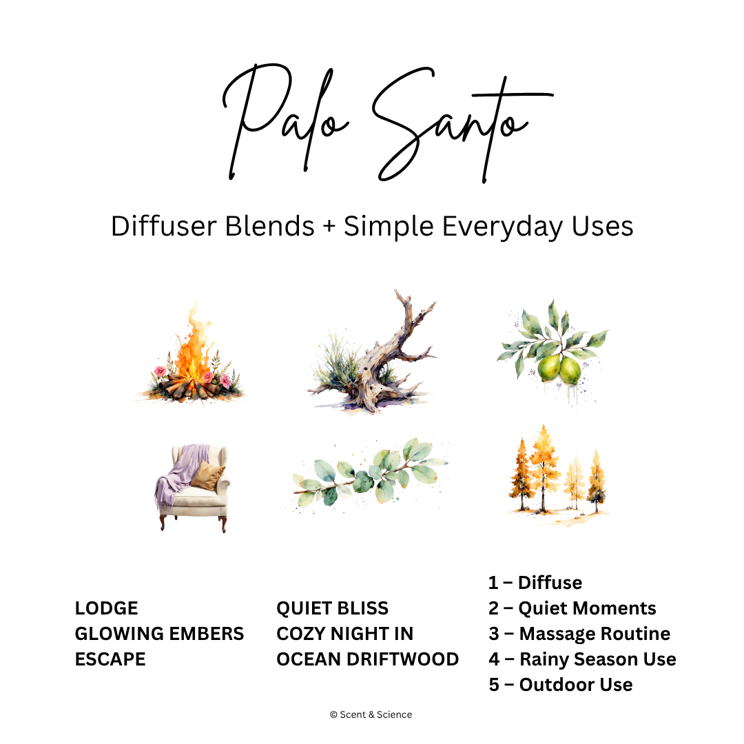 Essential Scent Diffuser Postcard Featuring Palo Santo