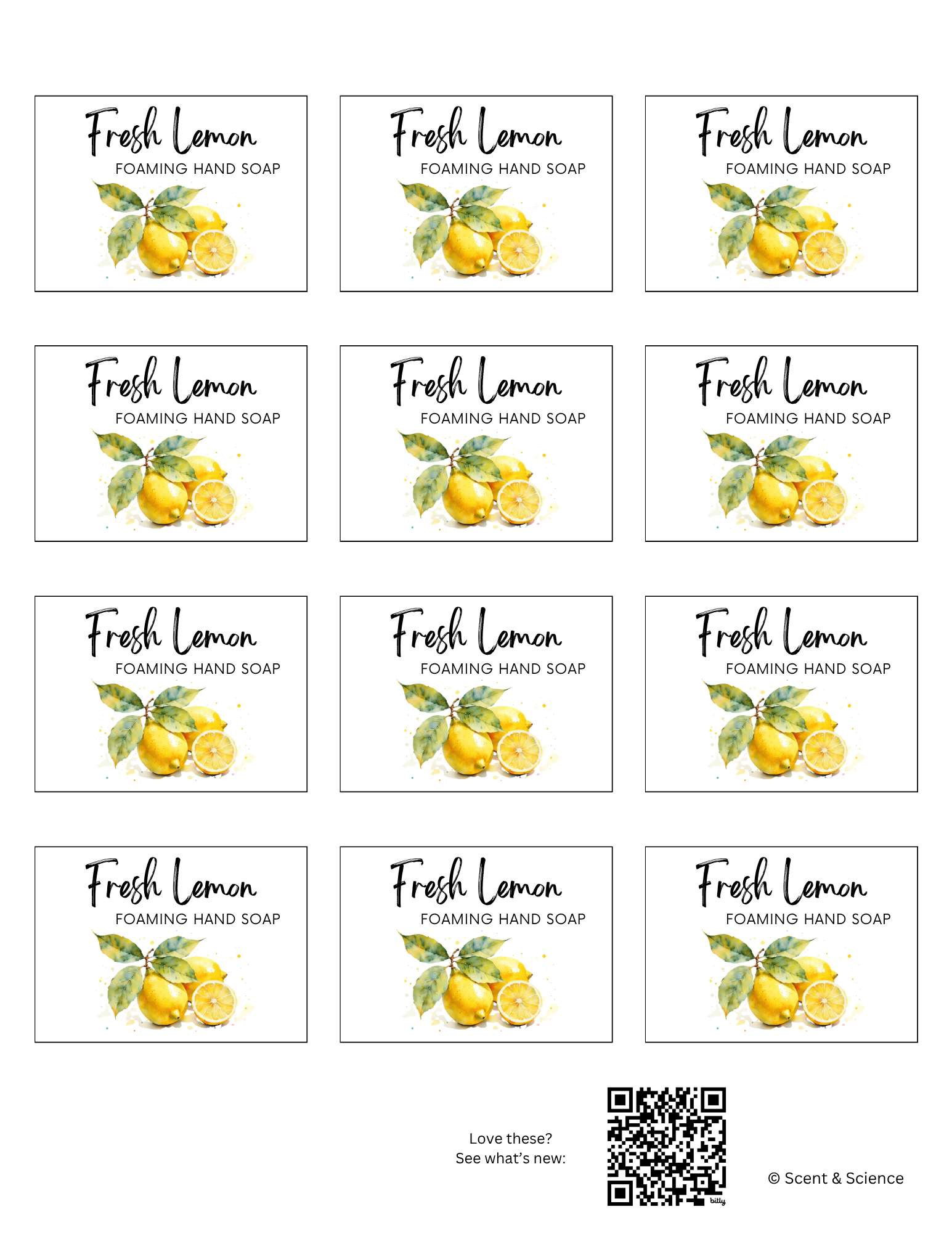 Spring Collection: Foaming Handsoap Label (ONLY) - Fresh Lemon