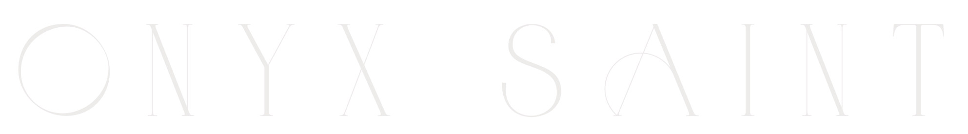 Text reading 'ONYX SAINT' in stylish, thin, white font on a black background.