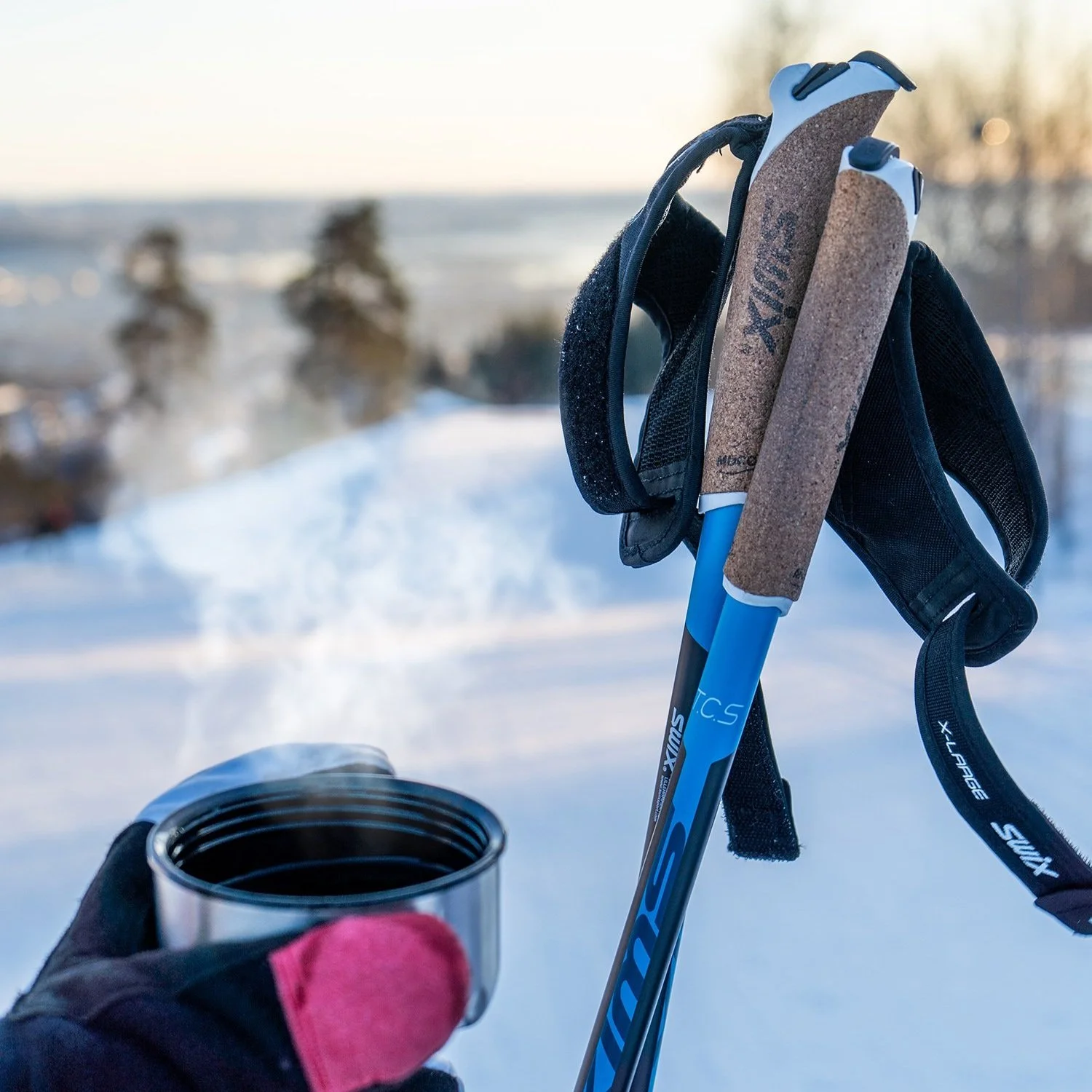 hot drink called "saft" and ski poles