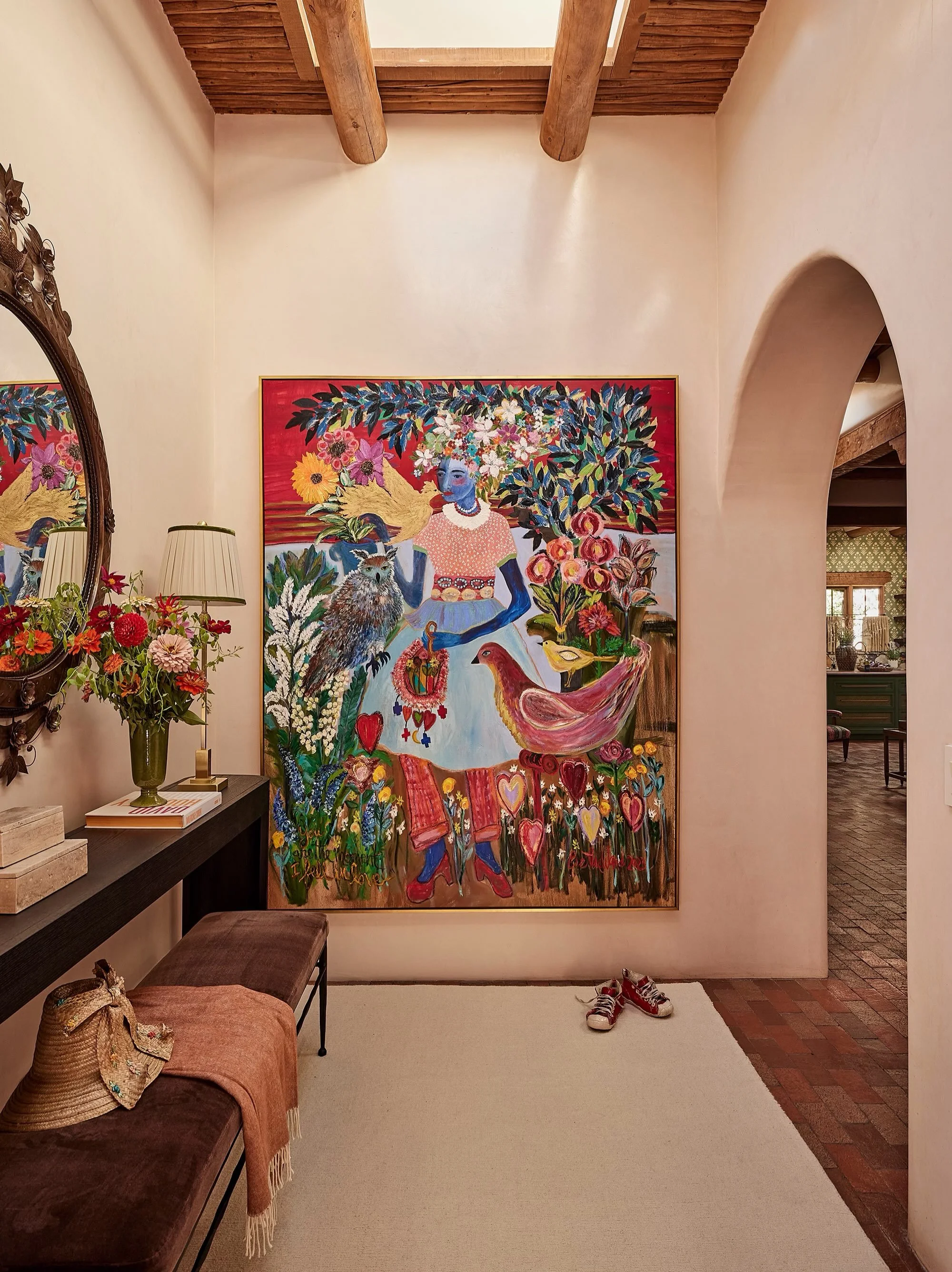 The power of art!! 👩&zwj;🎨✨ We love this colorful, energetic piece in the entryway of our Artisan Estate project! 

Our client&rsquo;s art collection was a driving force behind the design of this home, and we couldn&rsquo;t imagine a better spot fo