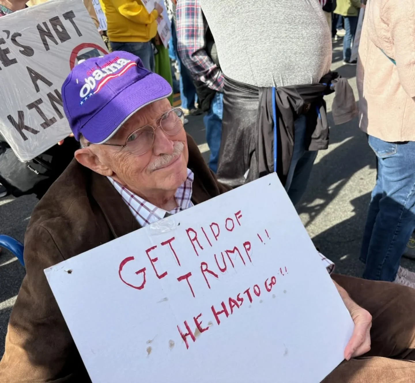 81 years old with advanced Parkinsons and still protesting! No Kings! Go Dad!