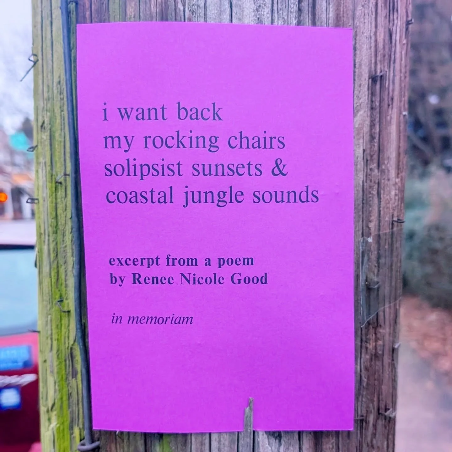 Printed these today and posting around the neighborhood, a poet/mother/human's humanity in words, best honored via etterpress printing. I want these things back too. DM with your address and I will send you some. Also check out @justseeds for free pr