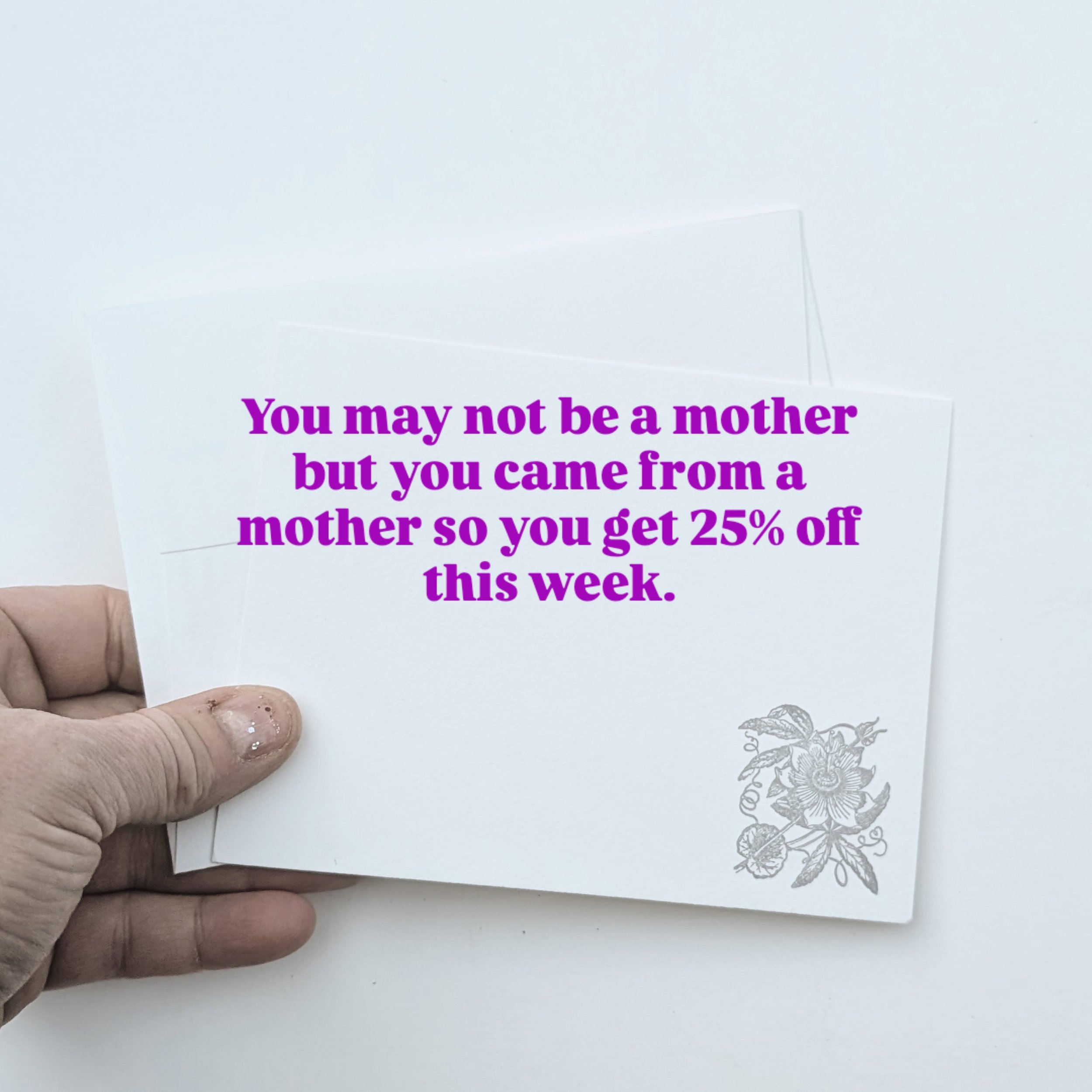 25% off for everyone because we all have in someway have been involved with mothers! Link to webstore &amp; Etsy store in bio.