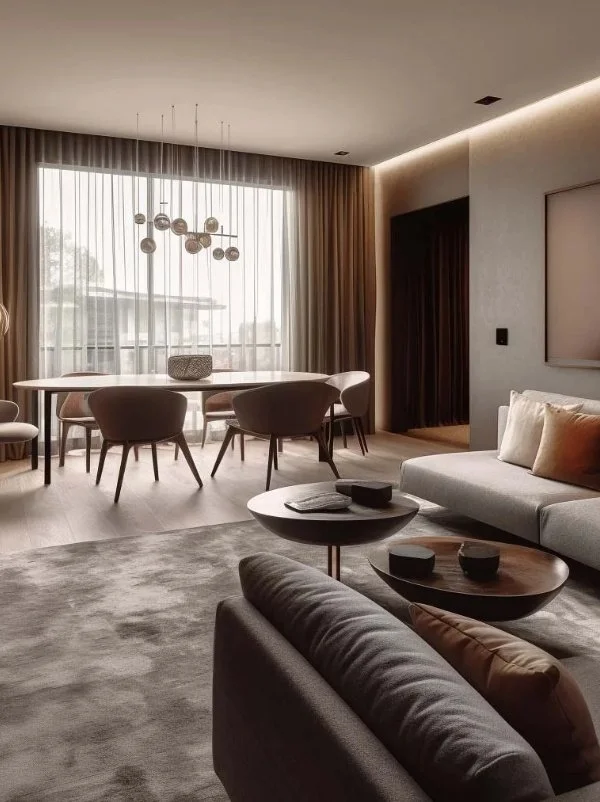 Luxury hotel suite in Madrid with rich wood wall paneling, upholstered headboard, and mid-century modern furniture designed by Sebastian PM.