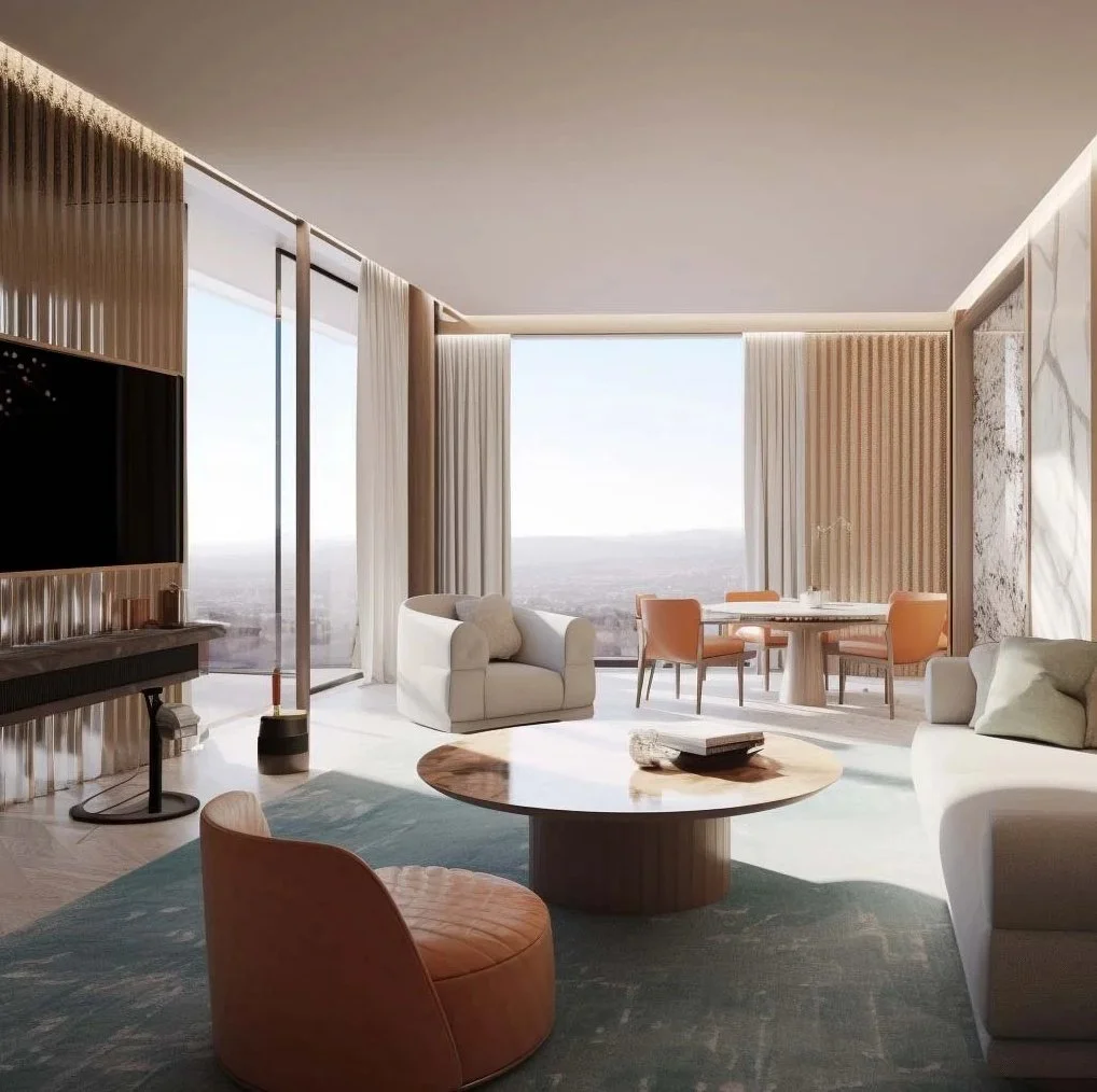 Sophisticated hotel library lounge in Paris featuring floor-to-ceiling ebonized timber bookcases, a lush green living wall, a deep emerald velvet sofa, and warm amber ambient lighting