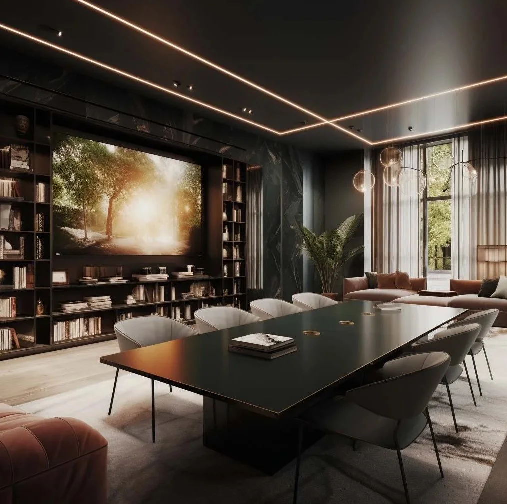 Sophisticated boutique hotel bar in Paris featuring a lush vertical living wall, sleek black wainscoting, a curved marble bar counter, and emerald velvet seating in a moody, cinematic setting