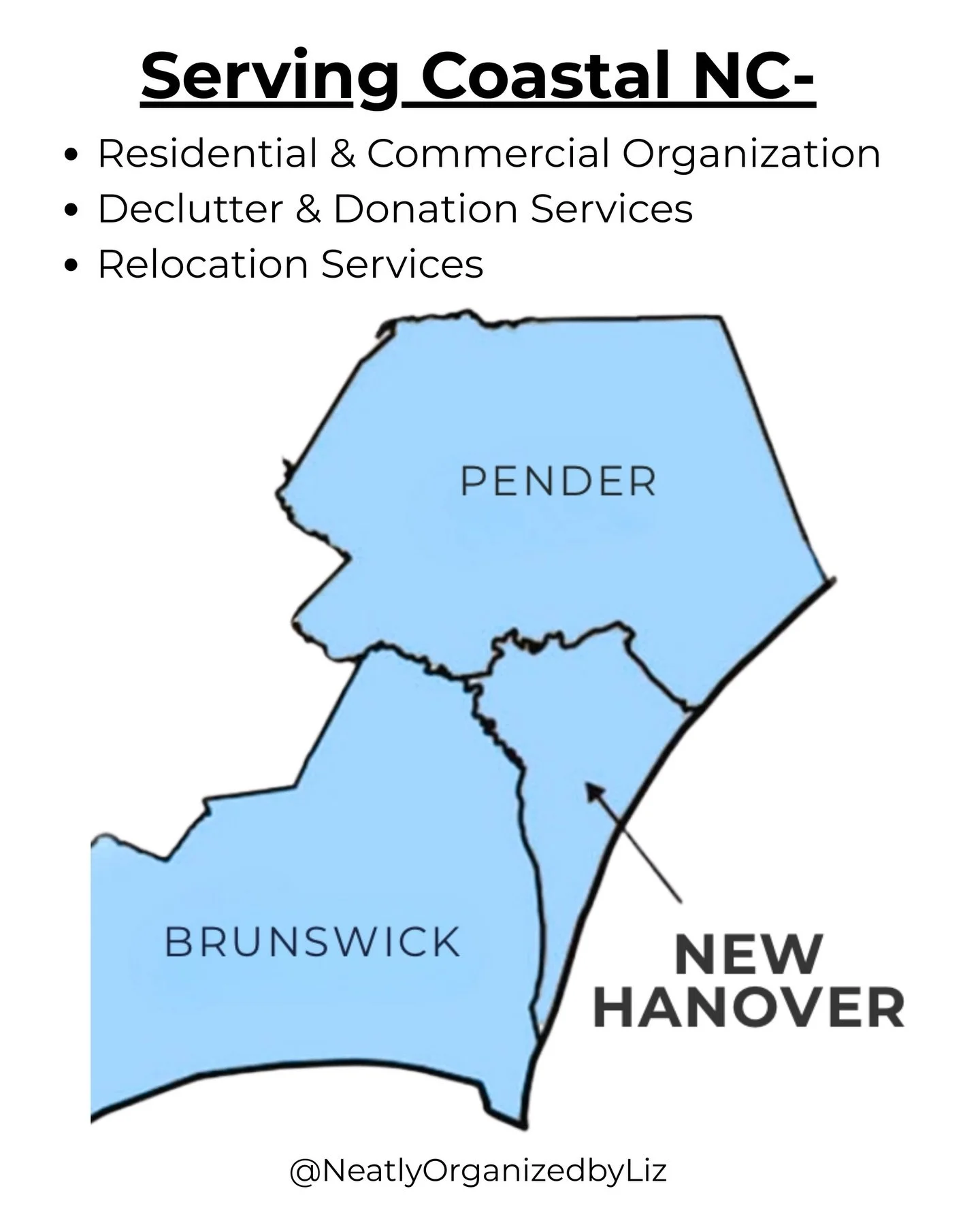 We proudly serve New Hanover, Brunswick and Pender counties - helping homes and businesses feel calm, functional and organized ✨

_________
#professionalorganizer #homeorganizer #organization #declutter #movemanagement relocationspecialist Wilmington