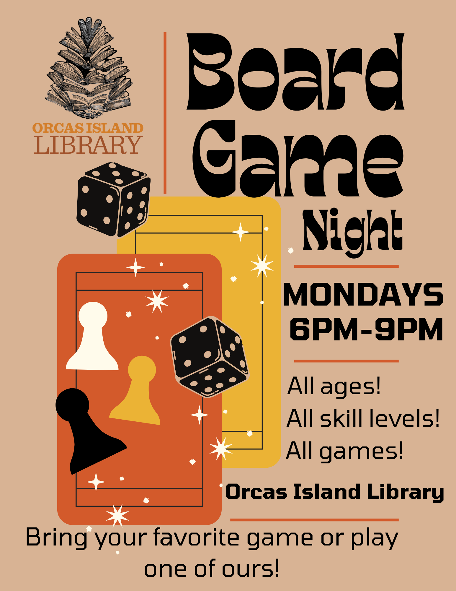 Board Game night, every Monday starting at 6pm