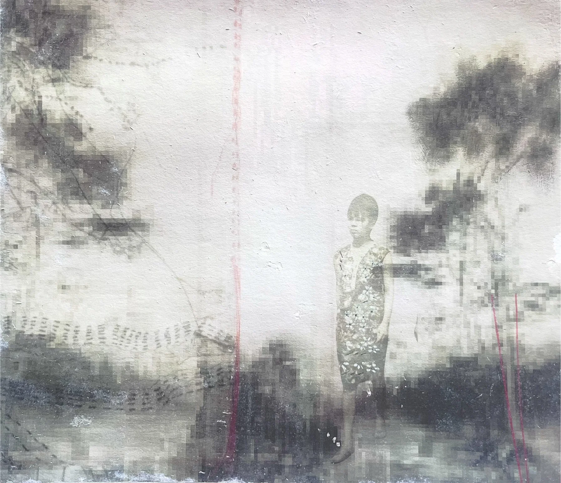 landscape painting with sunlight filtering through from background