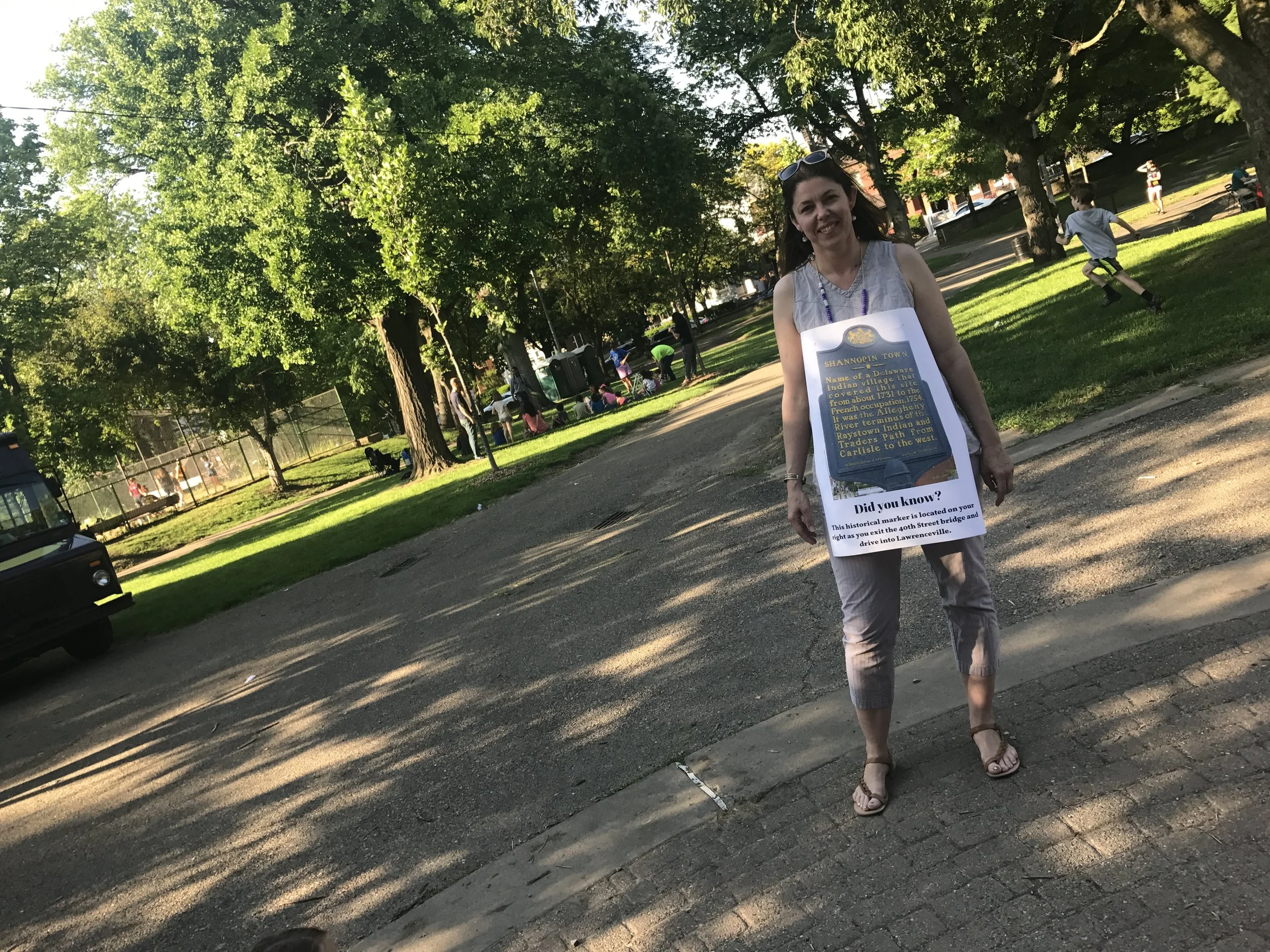 LU's Pep Rally Coordinator promoting historical marker  
