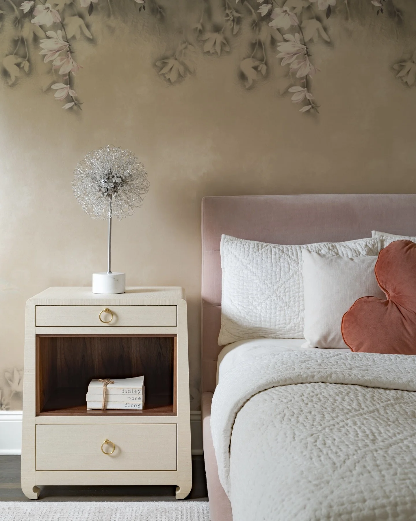 Built to outlive their obsession with unicorns!

Blush, ivory, and natural textures layered in softly, with floral wallpaper that feels like art. A space designed to grow with them, not to be outgrown 🤍
