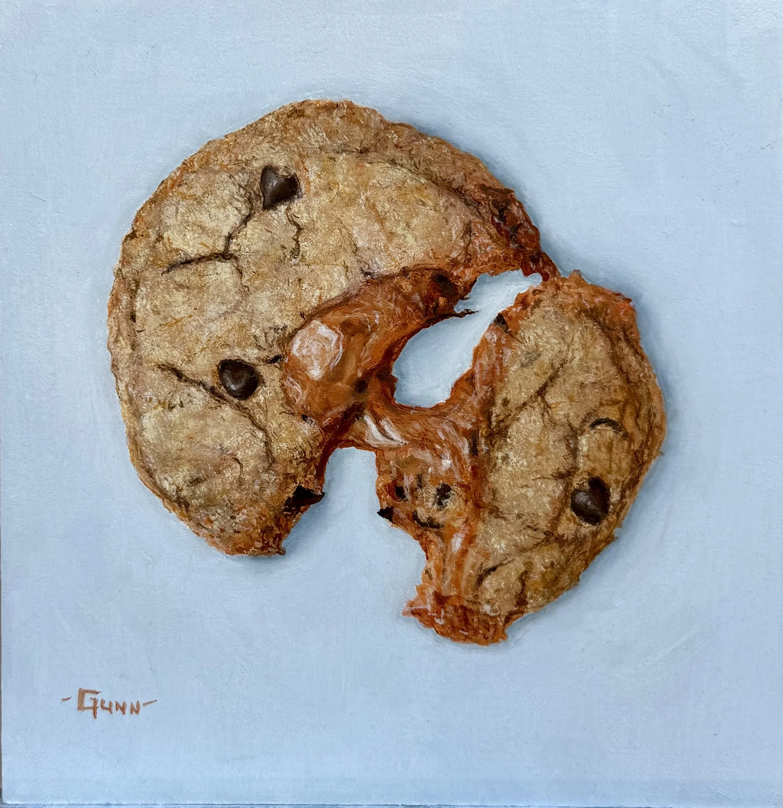 Caramel Chocolate Chip Cookie: Oil Painting. 6 x 6 in. March, 2026.