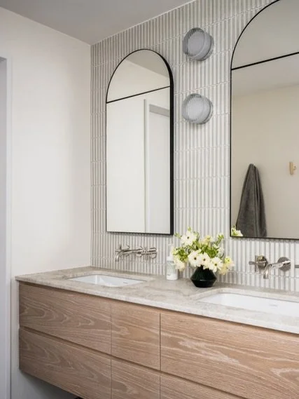 Primary bath details from our Cobble Hill #brownstonerenovation as seen in @brownstoner 

Plumbing - @waterworks 
Sconces - @rbw_studio 
Medicine cabinets - @robern 
Wall tile - @inaxjtw_official 
Floor tile - @cletile 
Hooks - @kroft_studio 

Photog