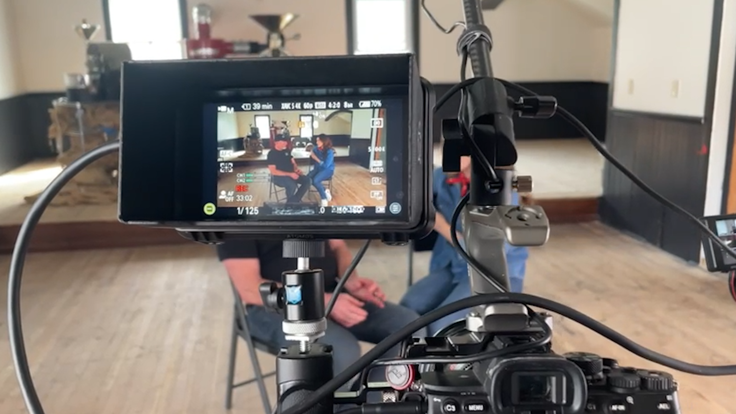 Professional commercial interview video production setup