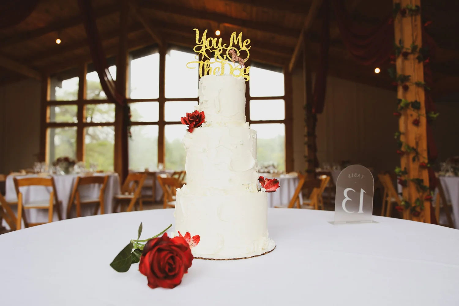 Wedding cake and reception details