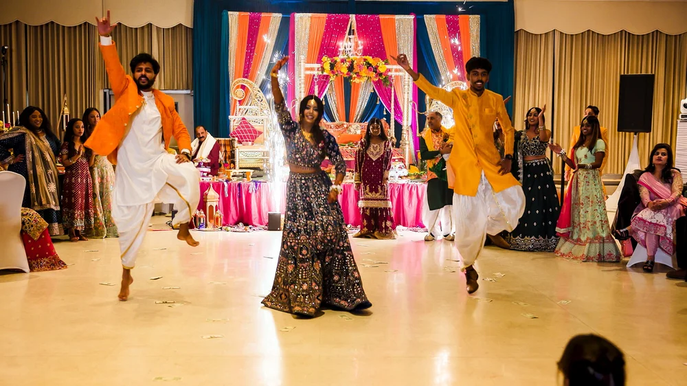 Colorful celebration with dancers at a special event