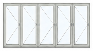 Large glass window with six panels and white framing.
