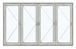 Four-pane sliding glass door with metal frame and handles.
