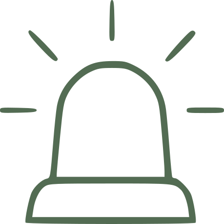 Outline of a flashing emergency vehicle light with rays indicating it is flashing.