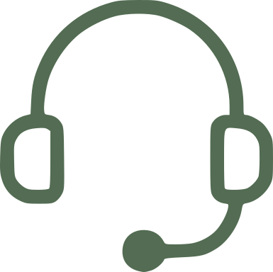 Outline of a headset with a microphone.