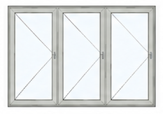 Three-pane sliding glass patio door