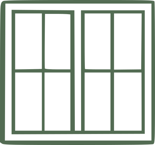 The image shows a window with four panes, two on the left and two on the right, separated by a vertical bar in the middle.