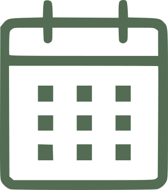 Simple calendar icon with a grid for days and a binding at the top.