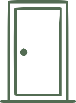 Simple illustration of a closed door with a doorknob.