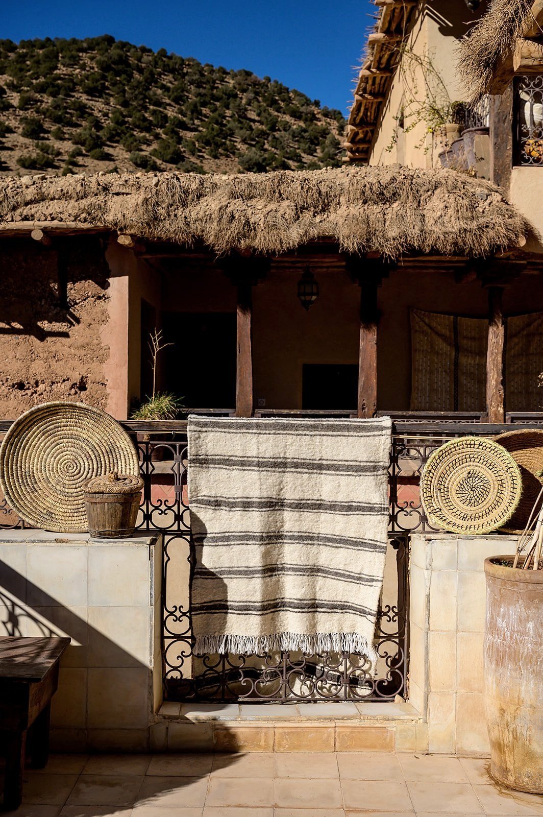 Moroccan Flatweave: Bold Black Stripes