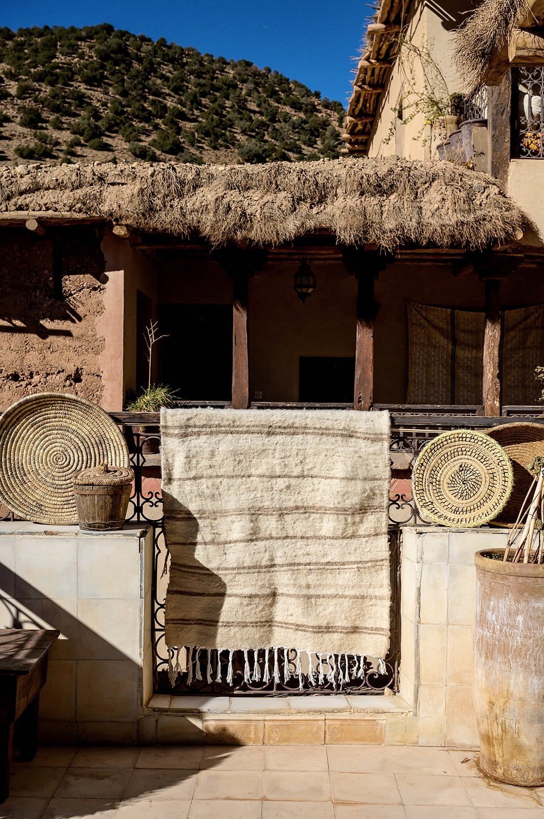 Moroccan Flatweave: Brushed Tan Stripes