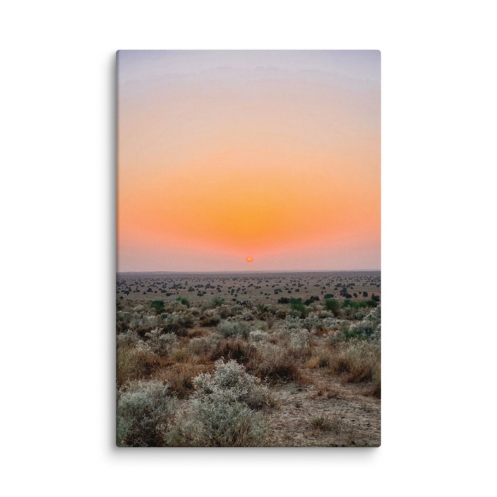 Surreal sunset over endless white salt desert horizon in Rann of Kutch, India with golden light and vast sky – minimalist travel photography canvas print wall art decor