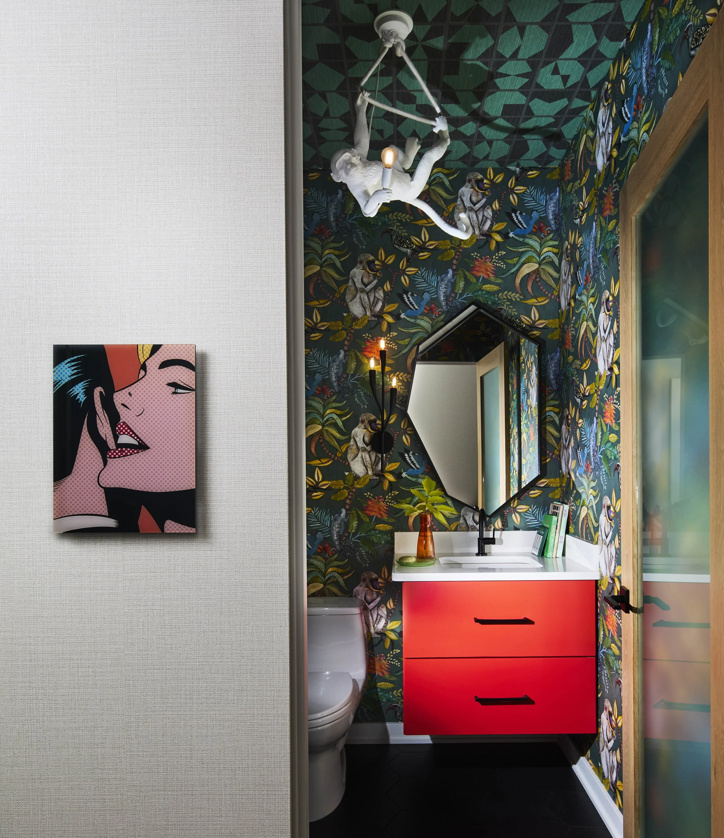 modern-powder room-colorful-wallpaper -design inspiration