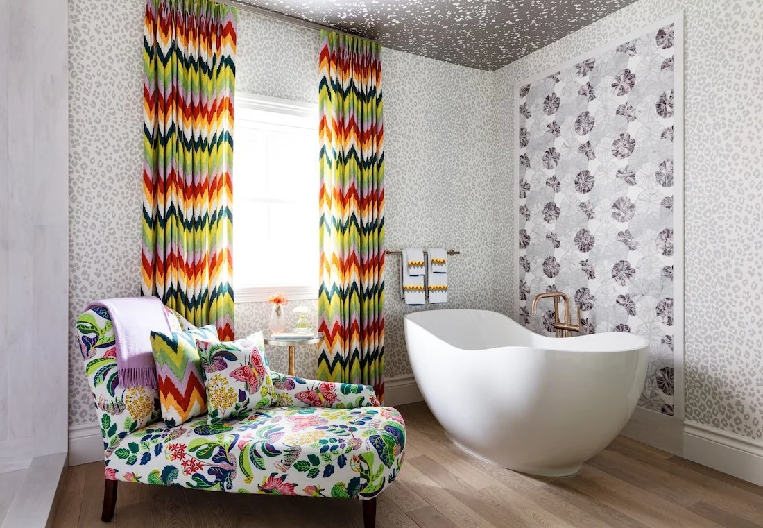 luxury-bathroom-freestanding-oval-tub-floral-chaise-chevron-curtains.jpg