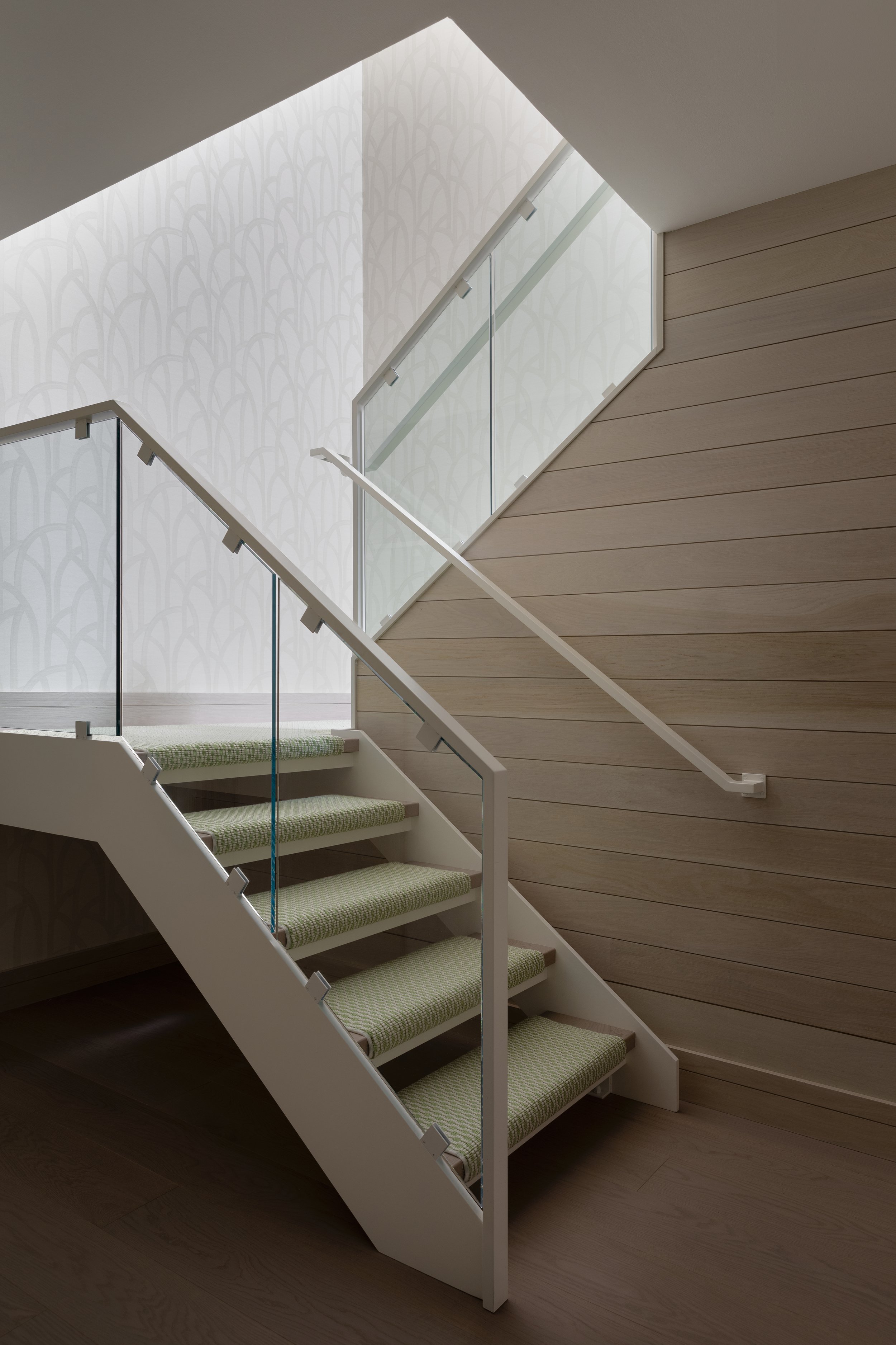 modern stair treads with glass railing