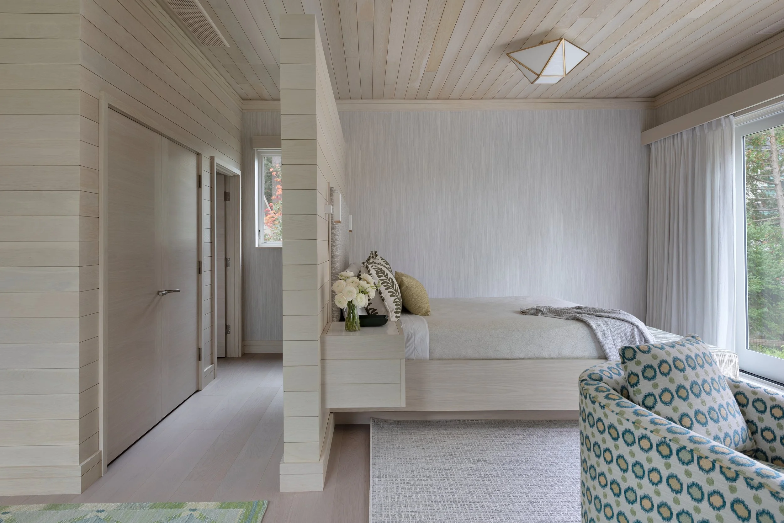 modern bedroom design with built in headboard platform be and floating nightstands