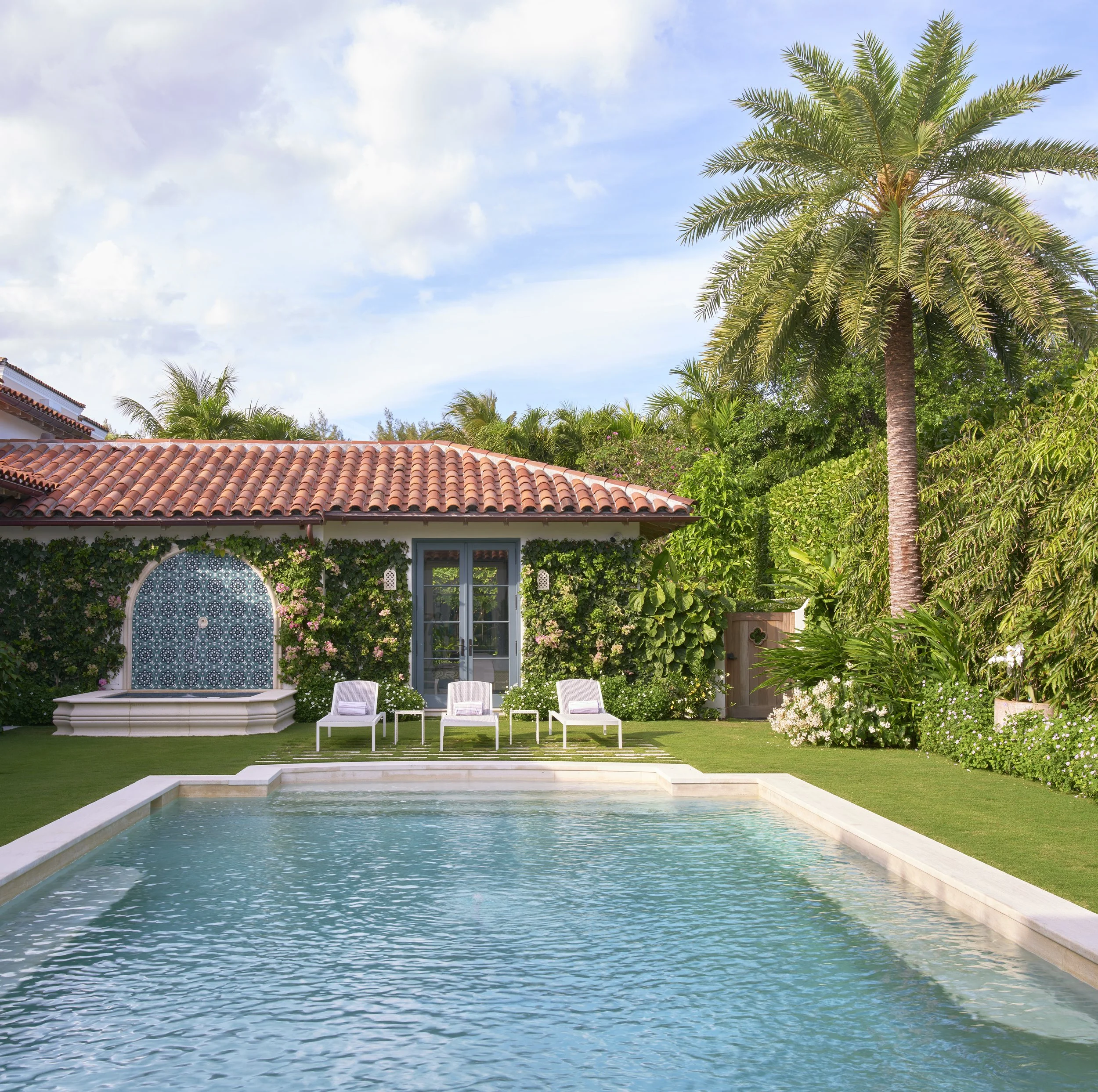 luxury outdoor living space with cozy patio furniture poolside relaxation modern design beautiful garden vibes