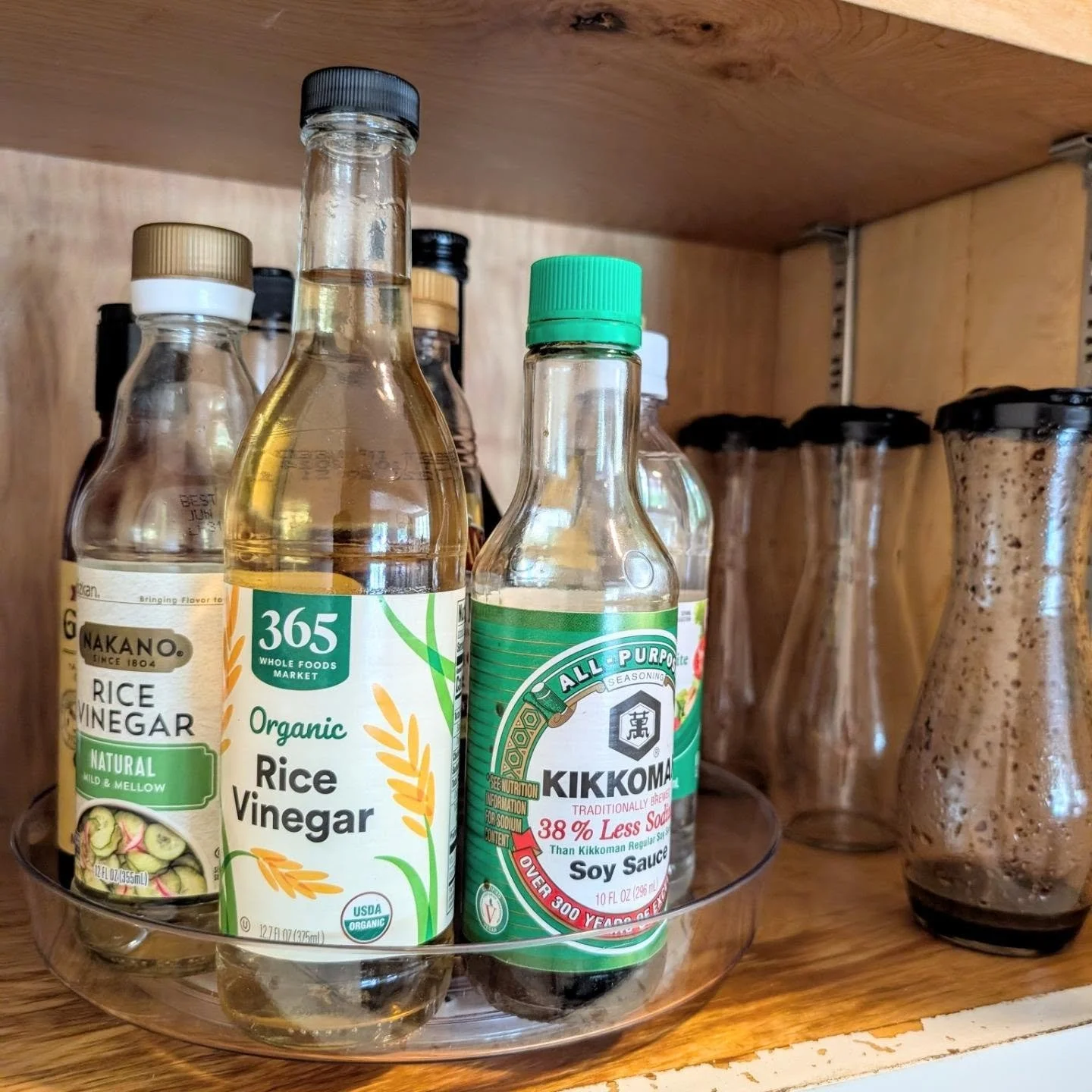 Pantries &amp; kitchen cabinetry come in all shapes &amp; sizes. It's our job to take the existing layout &amp; spaces &amp; make them work for each client &amp; how they use their space. 

By adding clear bins &amp; lazy susans to the pantry, the sh